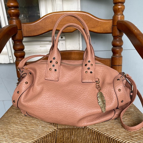 Jessica Simpson y2k Blush Pink Leather Satchel Hand Bag with Shoulder Strap - Picture 1 of 10